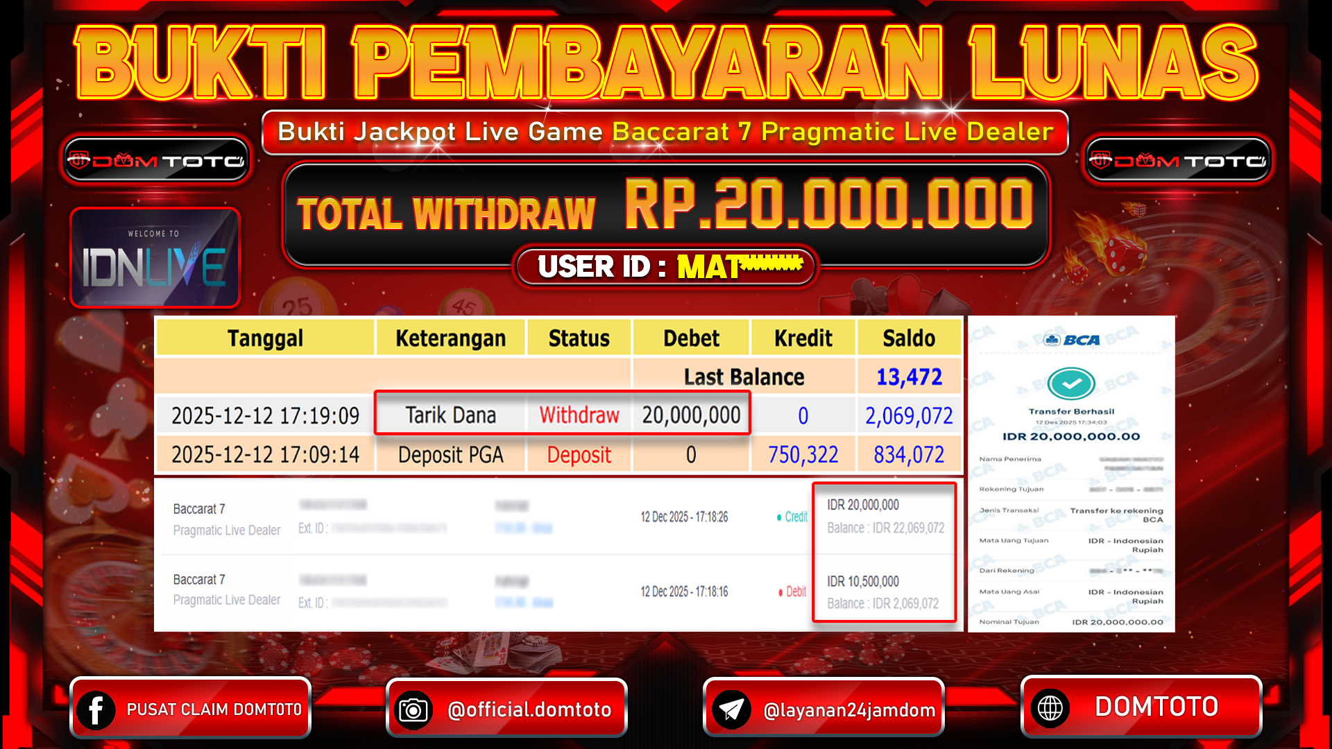 JACKPOT LIVE GAMES Baccarat 7 Pragmatic Live Deal 12 DECEMBER 2025